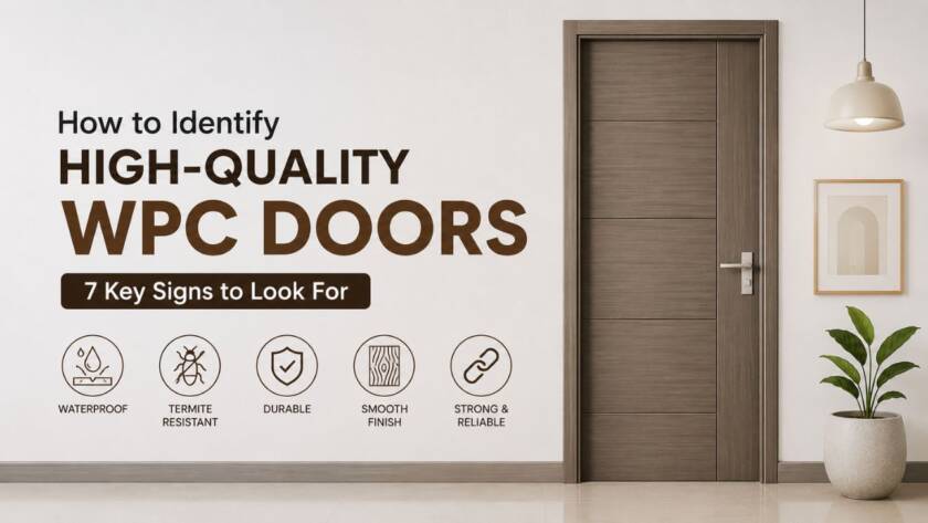 How to identify high-quality WPC doors featuring a modern waterproof and termite-resistant WPC door with smooth finish and durable construction.