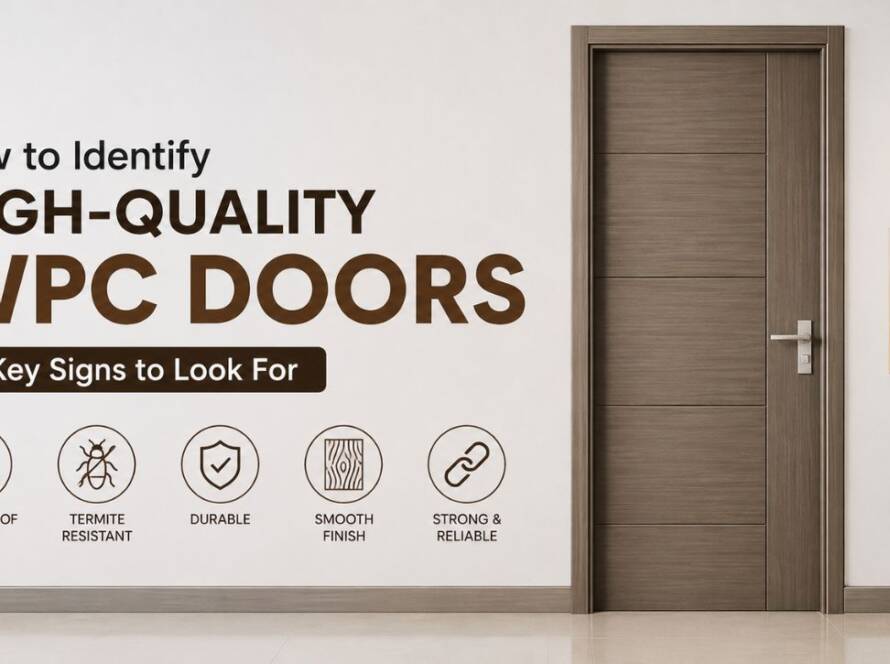 How to identify high-quality WPC doors featuring a modern waterproof and termite-resistant WPC door with smooth finish and durable construction.
