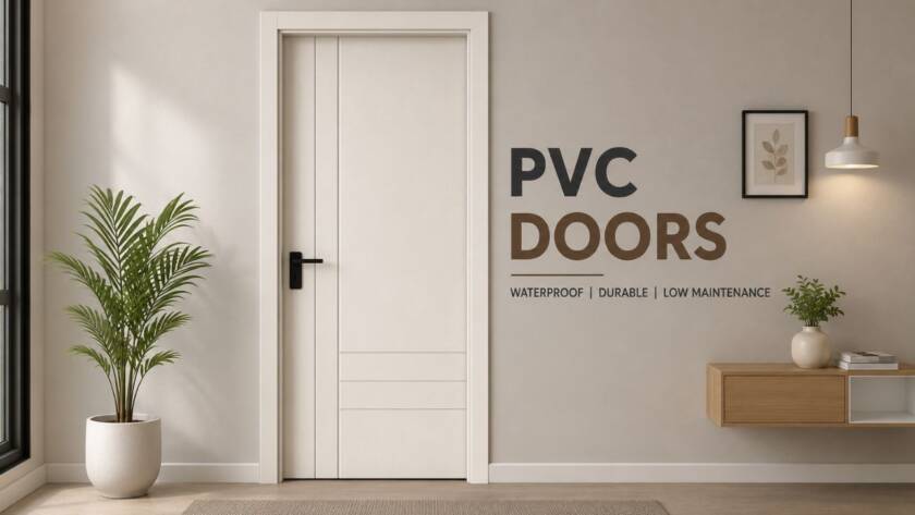 PVC Doors by Umiya Poly Product featuring a modern waterproof, termite-resistant, and low-maintenance PVC door for residential and commercial interiors.