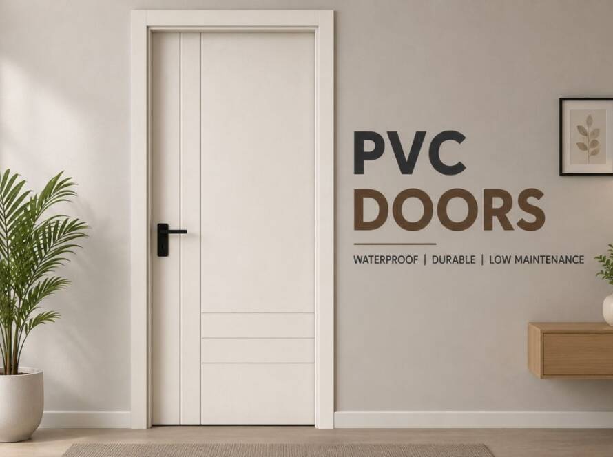 PVC Doors by Umiya Poly Product featuring a modern waterproof, termite-resistant, and low-maintenance PVC door for residential and commercial interiors.