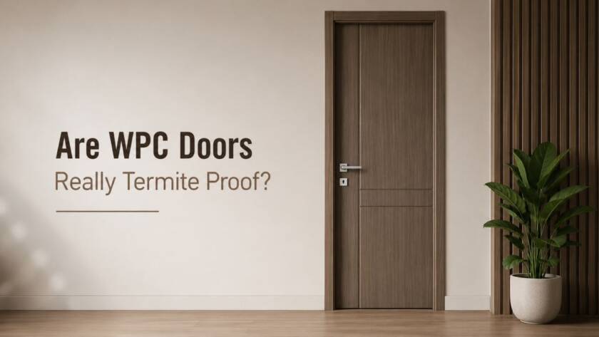 Premium termite-proof WPC door installed in a modern home interior by Umiya Poly Product, showcasing a durable and low-maintenance alternative to traditional wooden doors.
