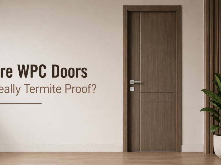 Premium termite-proof WPC door installed in a modern home interior by Umiya Poly Product, showcasing a durable and low-maintenance alternative to traditional wooden doors.