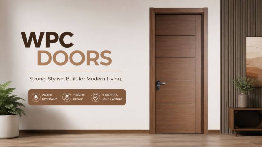 Modern WPC door for homes in Gujarat showcasing a durable, waterproof, and termite-resistant design by Umiya Poly Product