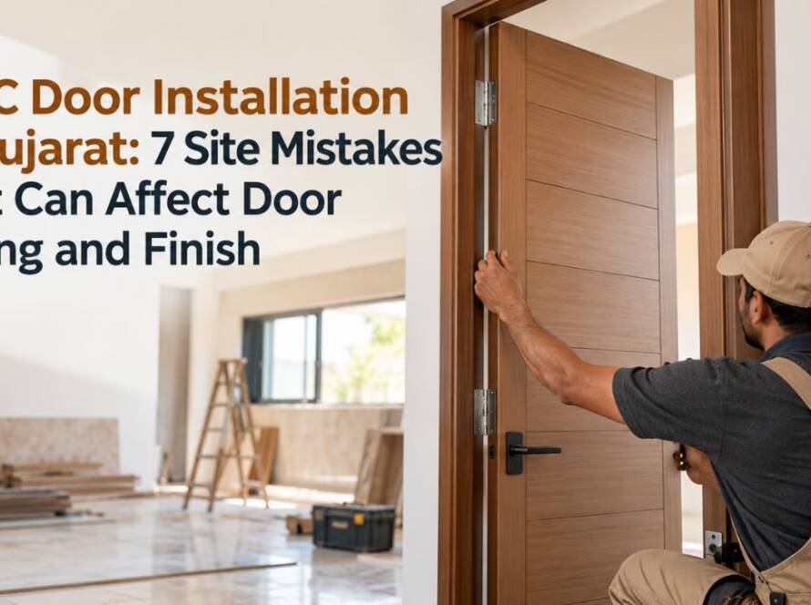 WPC door installation in Gujarat with proper door frame alignment and fitting